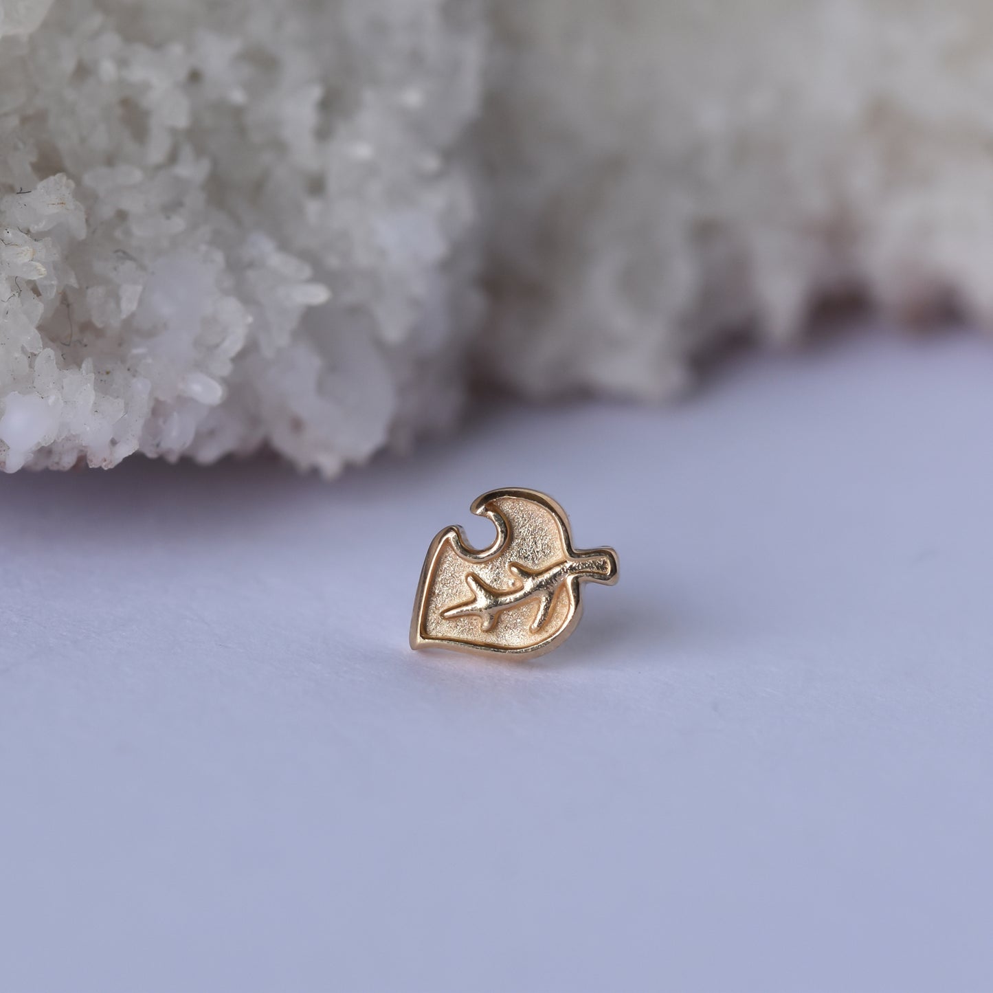 Leaf - Pressure Fit End Only-body jewelry-Alchemy Adornment-white-left-