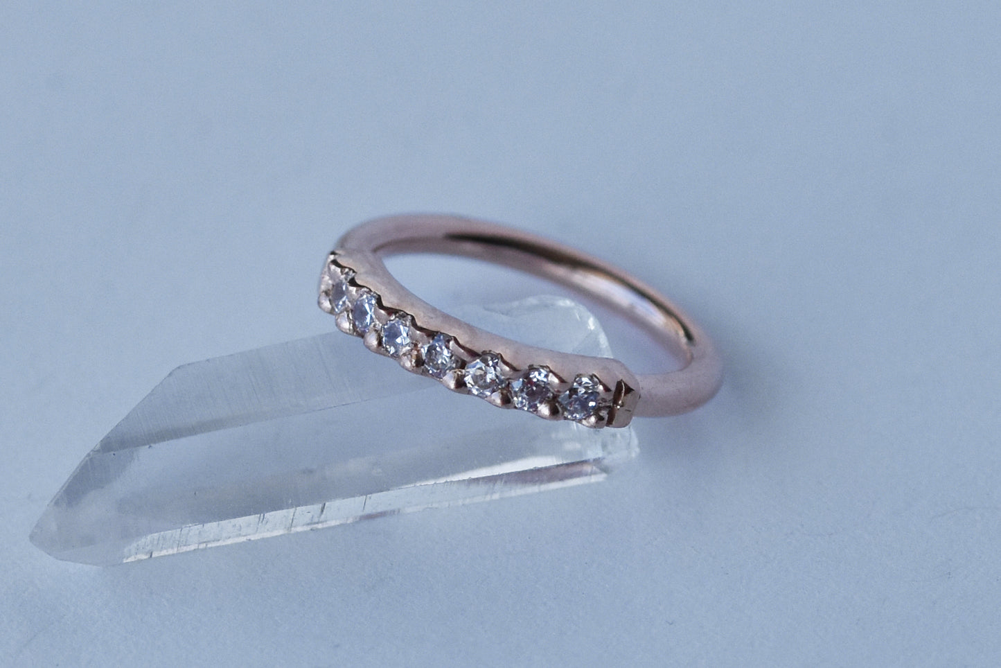 Outside Fixed Gem Ring - Clear CZ-body jewelry-Alchemy Adornment-Rose-5/16-