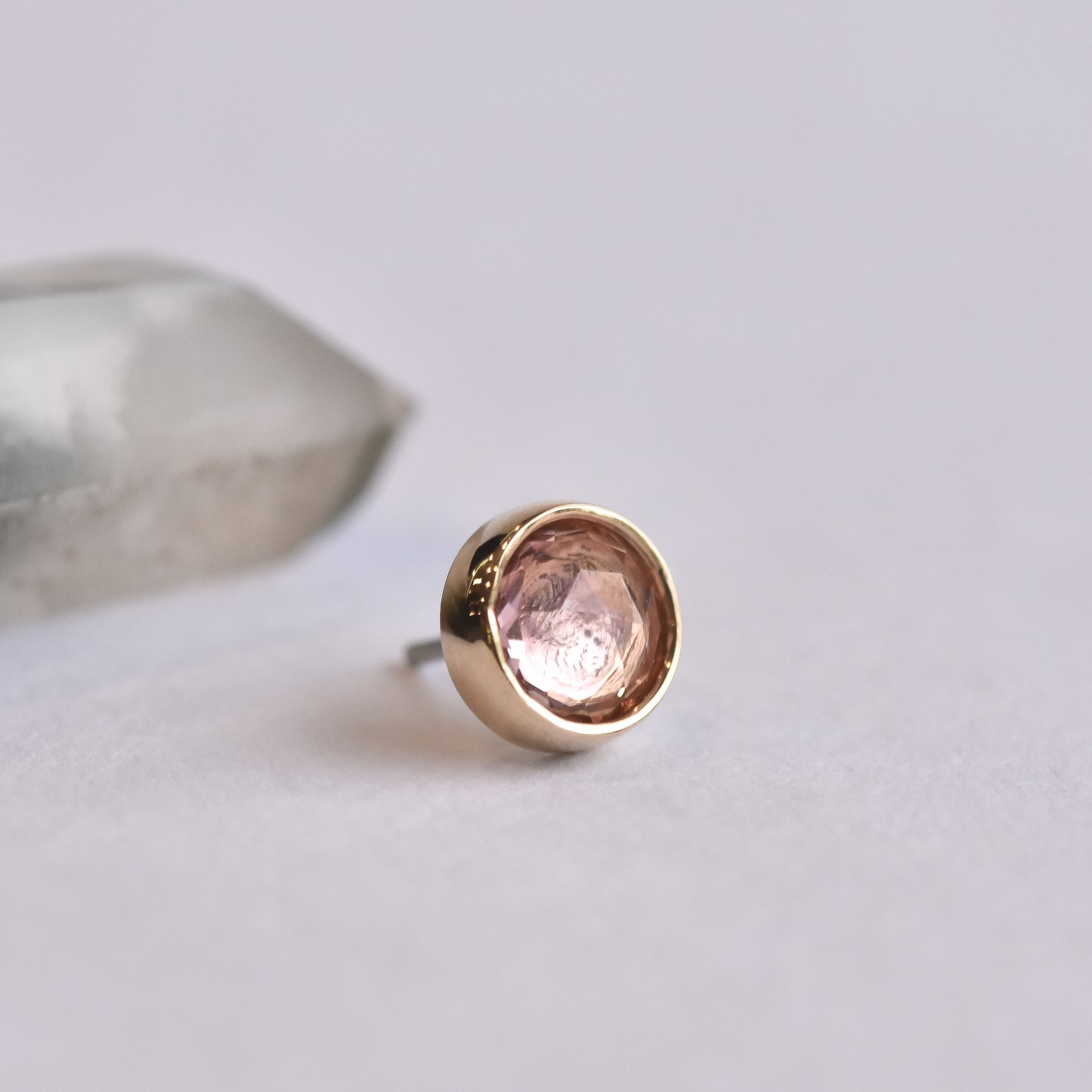 4mm Bezel - Rose Cut Pink Tourmaline - Pressure Fit End Only