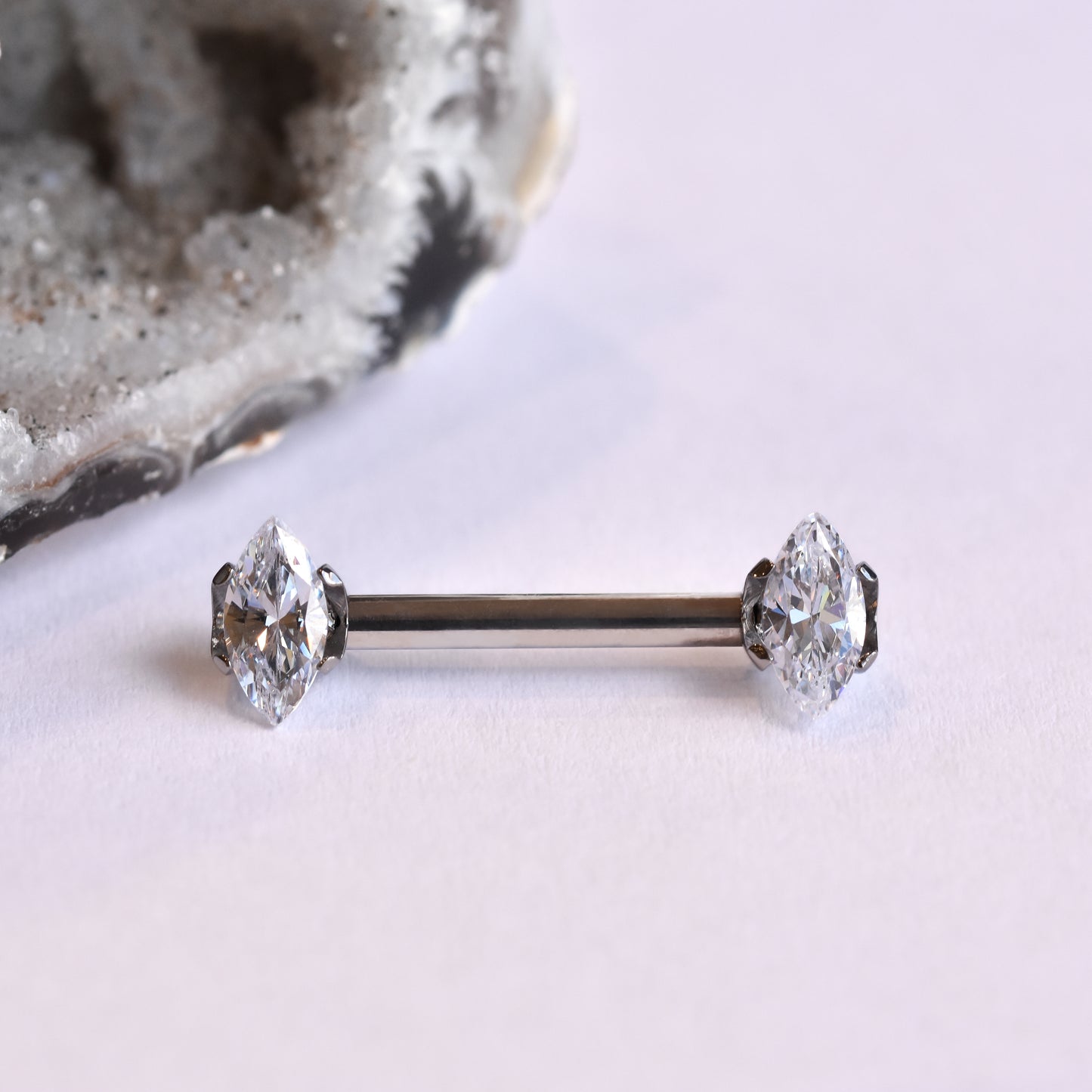 Side-Set Marquise End - Clear CZ - Pressure Fit End Only-body jewelry-Anatometal-