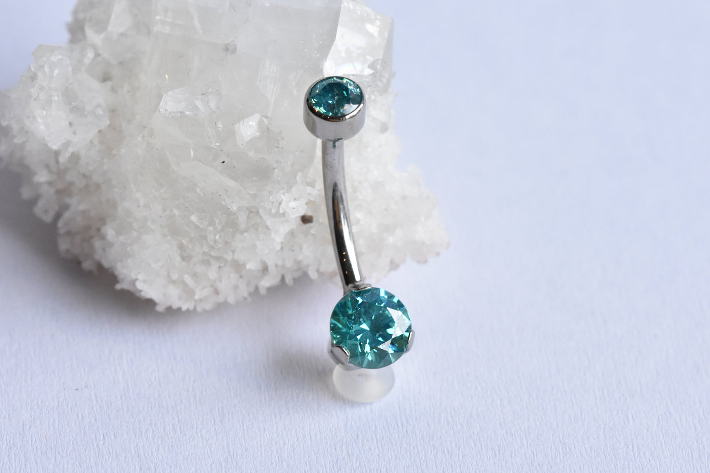 Prong Set Navel Curve - Mint Green CZ-body jewelry-Anatometal-1/4"-