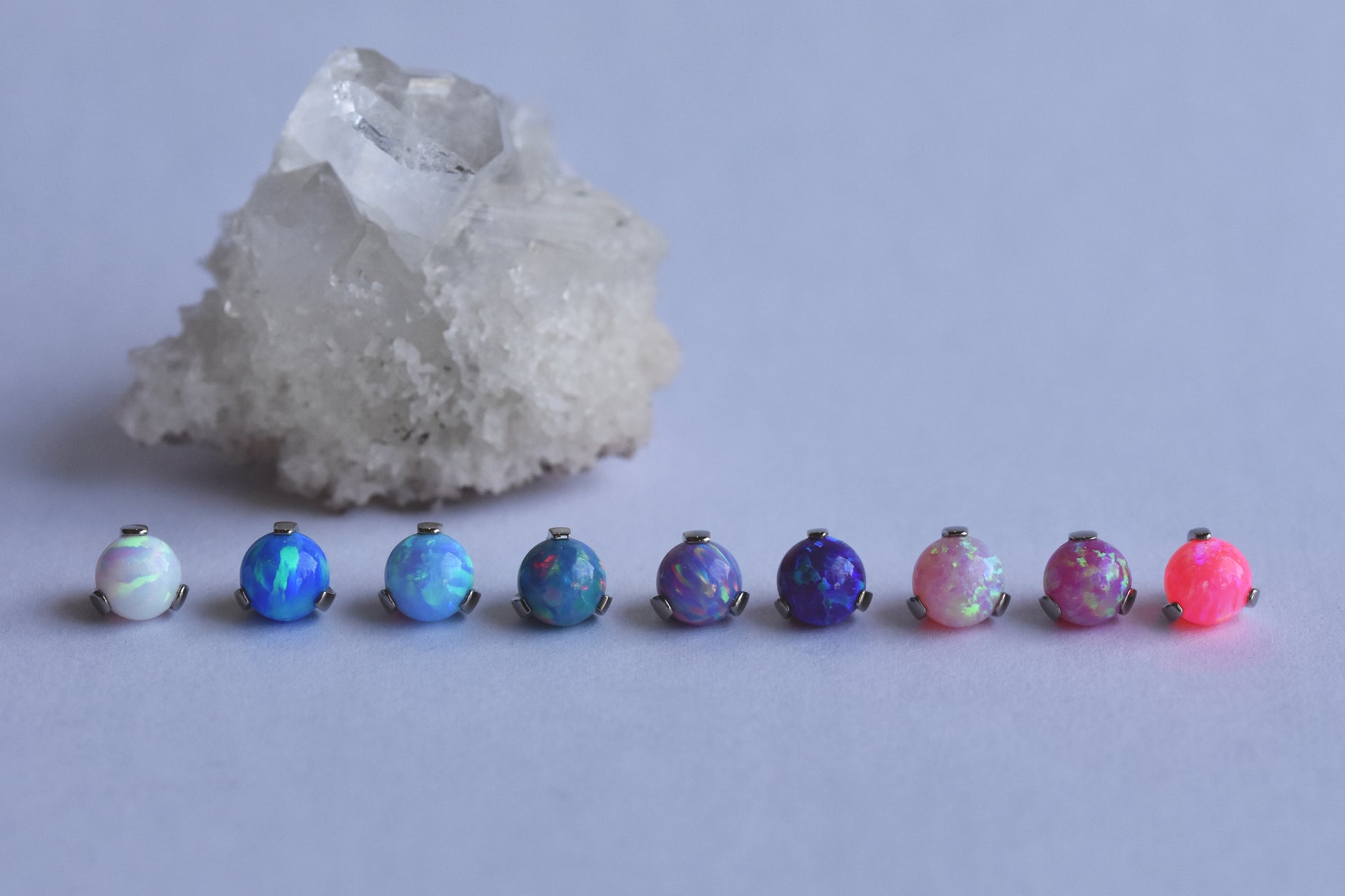 Claw Set End - Synthetic Opal - Threaded End Only-body jewelry-Anatometal-3mm-White #17-