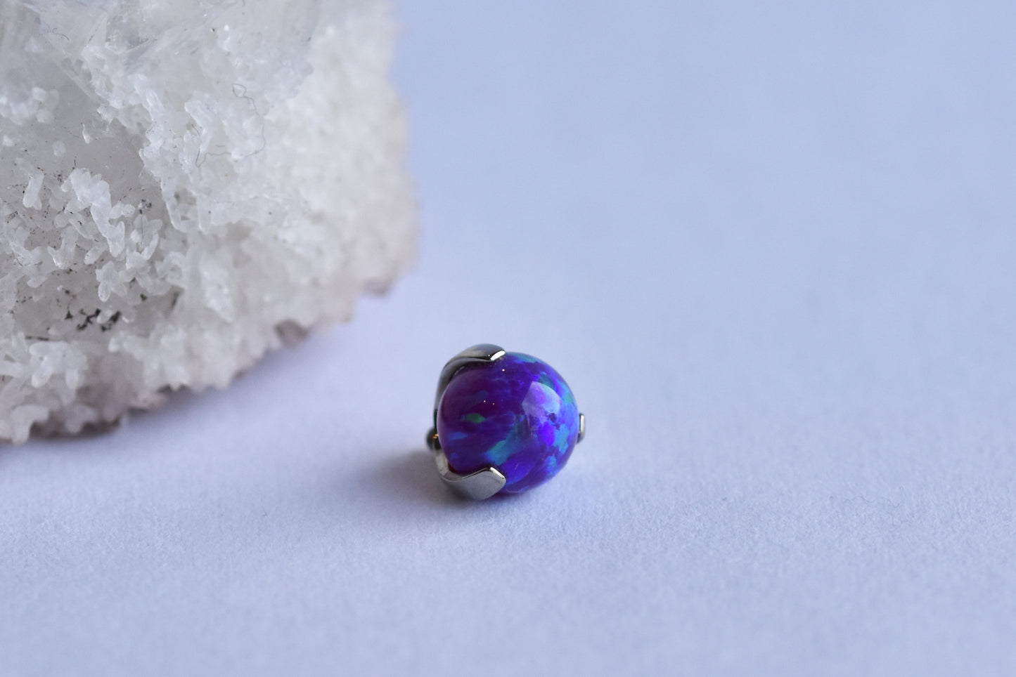 Claw Set End - Synthetic Opal - Threaded End Only-body jewelry-Anatometal-3mm-White #17-