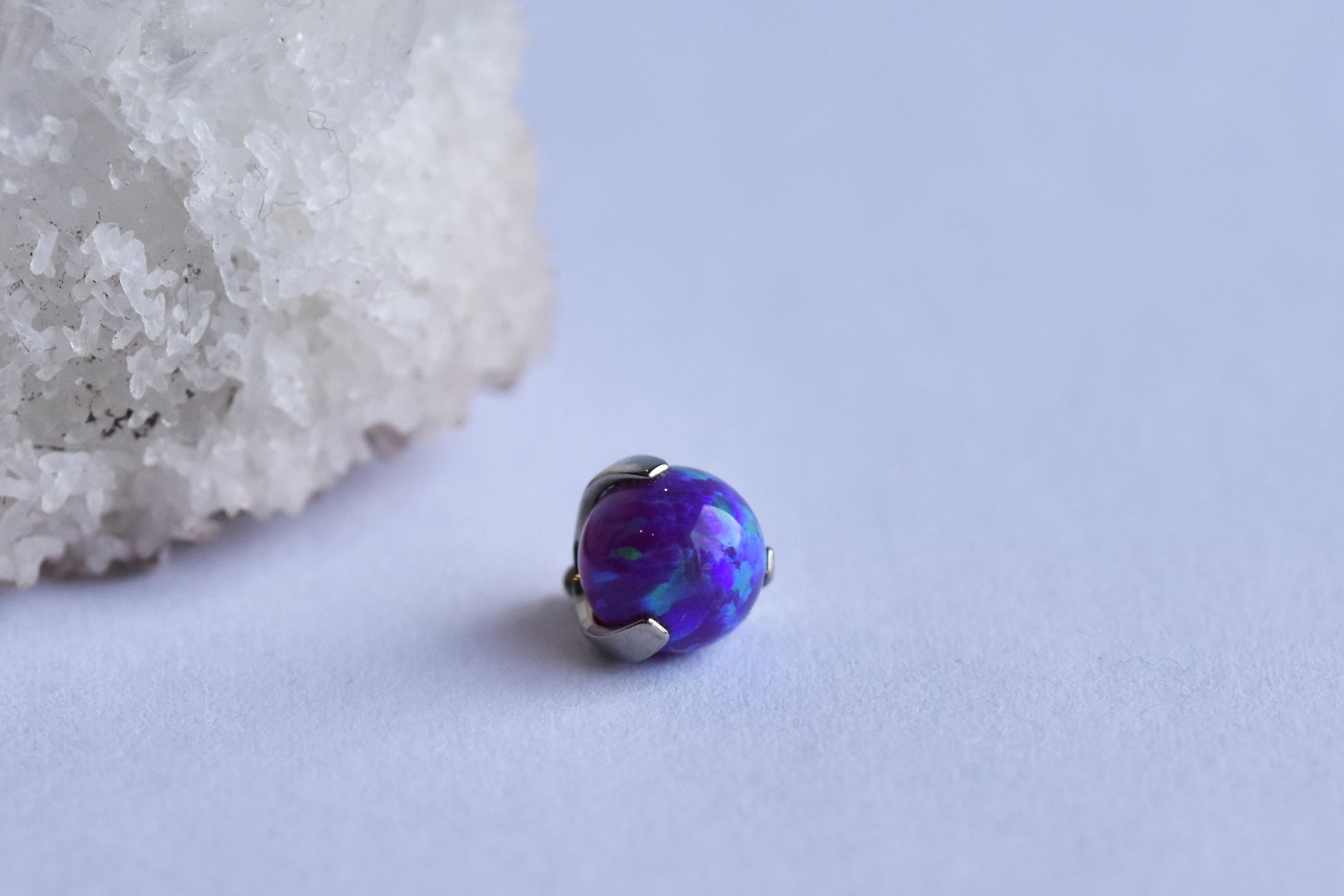 Claw Set End - Synthetic Opal - Threaded End Only-body jewelry-Anatometal-3mm-White #17-