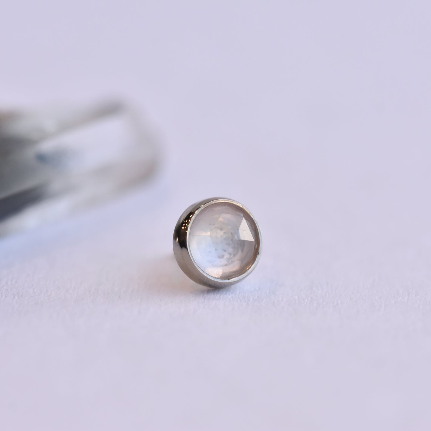 Bezel End - Rose Cut Rose Quartz - Pressure Fit End Only-body jewelry-Alchemy Adornment-