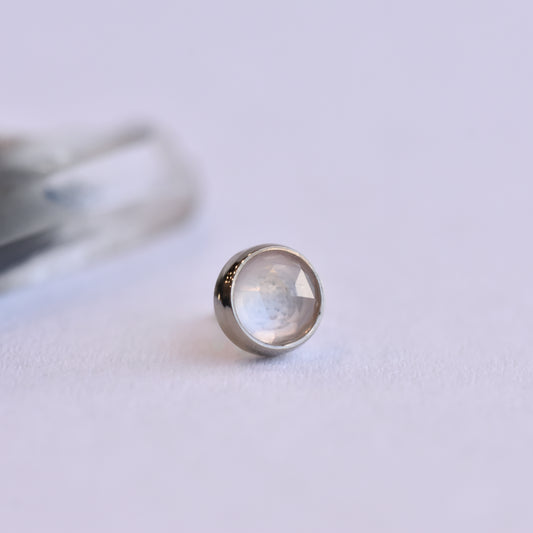 Bezel End - Rose Cut Rose Quartz - Pressure Fit End Only-body jewelry-Alchemy Adornment-