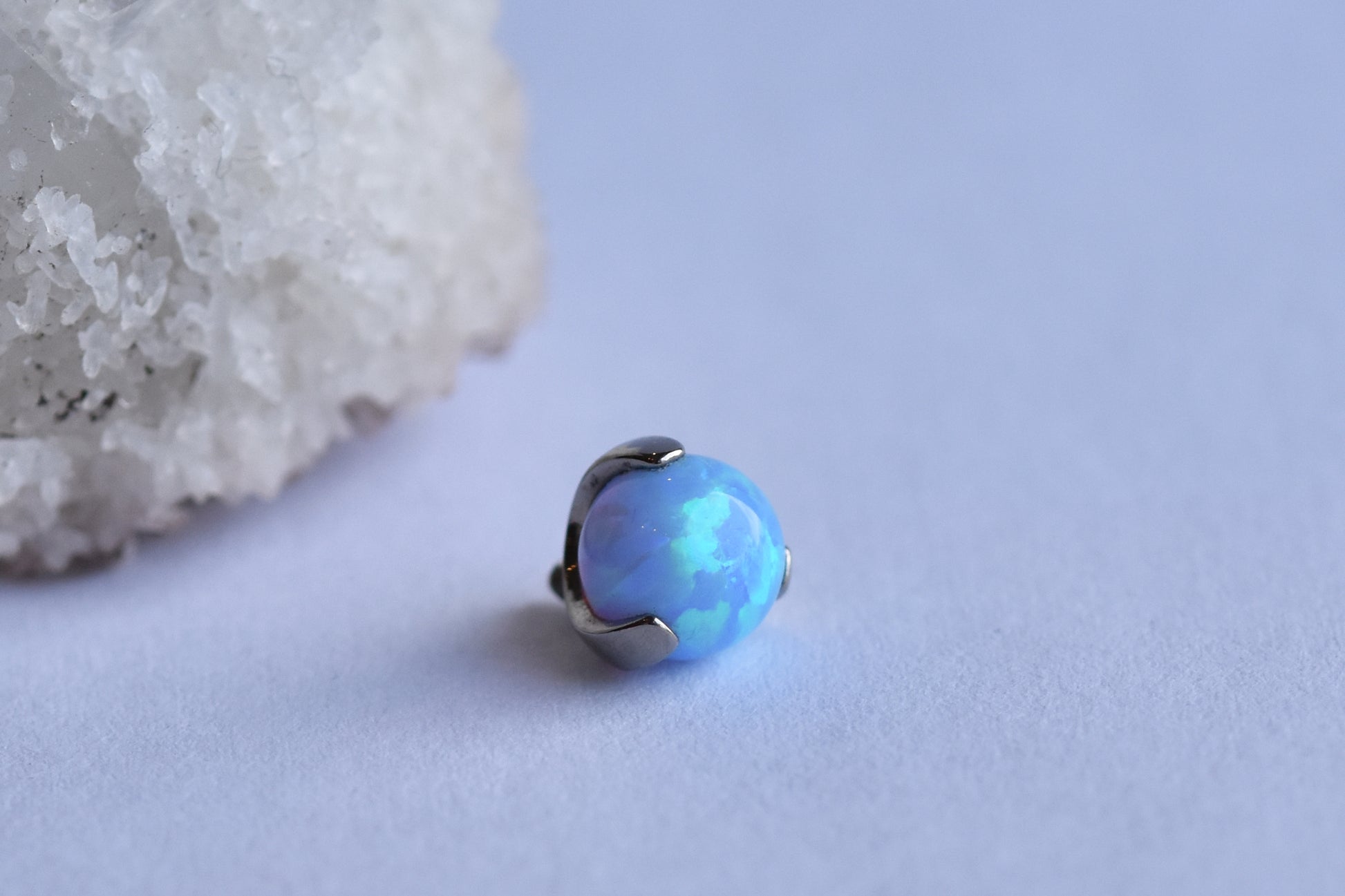 Claw Set End - Synthetic Opal - Threaded End Only-body jewelry-Anatometal-3mm-White #17-