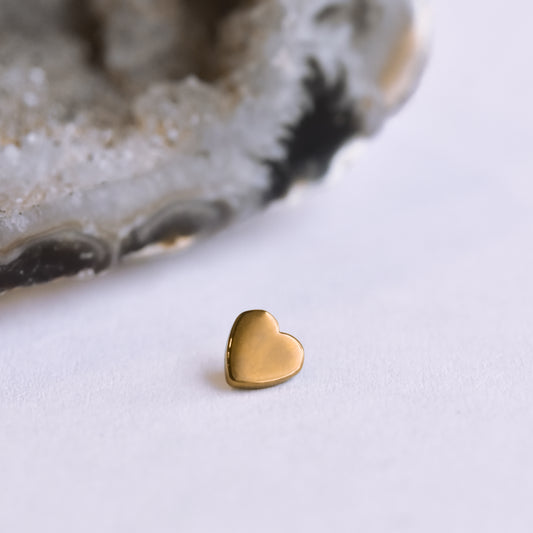 Titanium Heart End - Anodized to a Warm Gold - Threaded End Only-body jewelry-Anatometal-