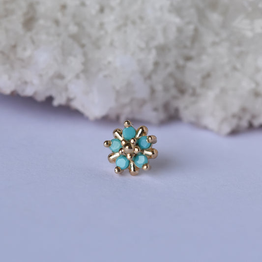 Arya Star End - Faceted Turquoise - Pressure Fit End Only-body jewelry-Alchemy Adornment-
