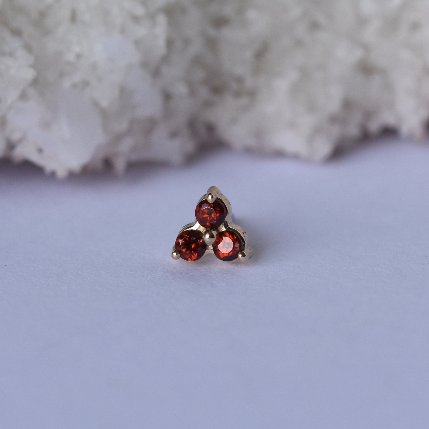 Trinity End - Mozambique Garnet - Pressure Fit End Only-body jewelry-Alchemy Adornment-White-