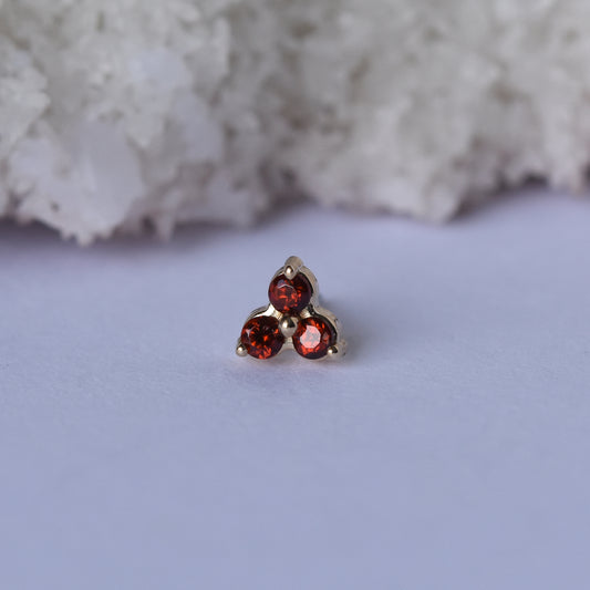 Trinity End - Mozambique Garnet - Pressure Fit End Only-body jewelry-Alchemy Adornment-White-