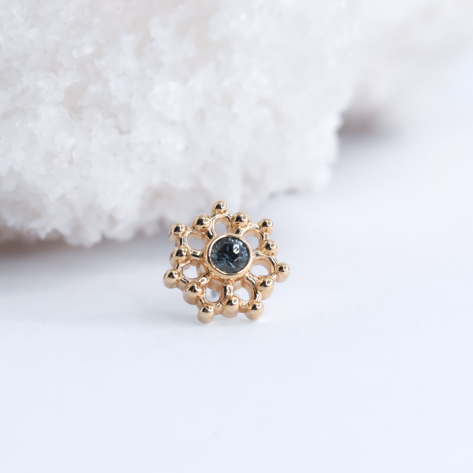 Krystal End - Teal Grey Sapphire - Pressure Fit End Only-body jewelry-Alchemy Adornment-