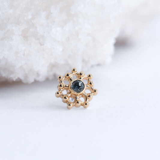 Krystal End - Teal Grey Sapphire - Pressure Fit End Only-body jewelry-Alchemy Adornment-