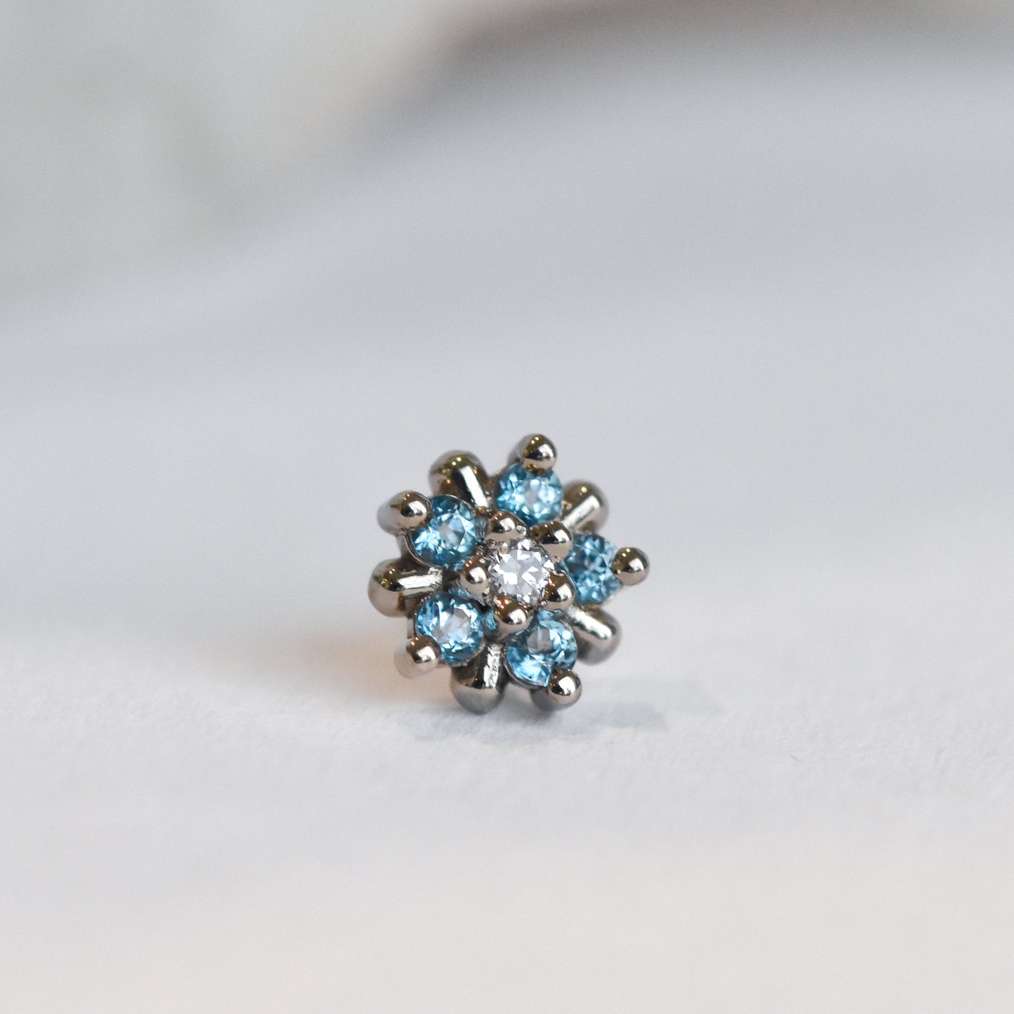 5mm Arya Star - Genuine Diamond/Ice Blue Topaz - Pressure Fit End Only-body jewelry-Alchemy Adornment-