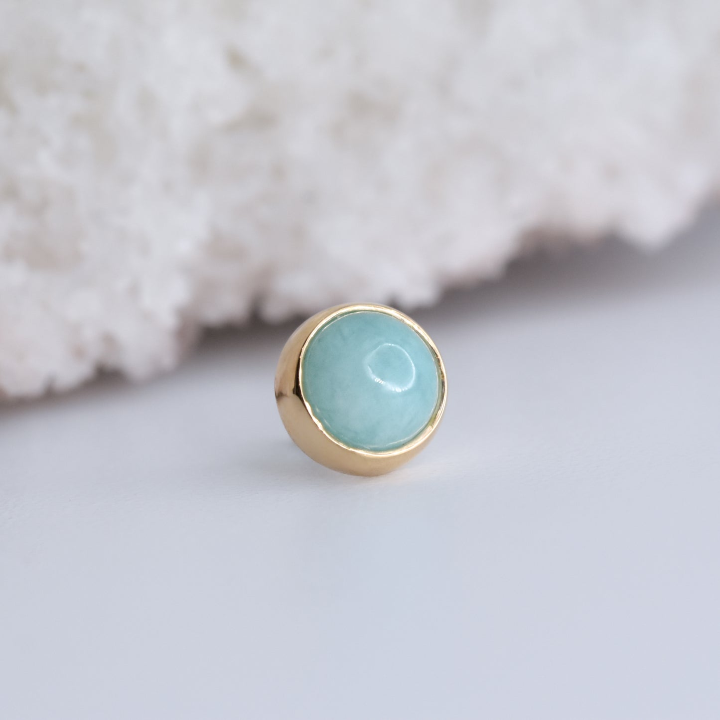 Bezel End - Amazonite - Pressure Fit End Only-body jewelry-Alchemy Adornment-