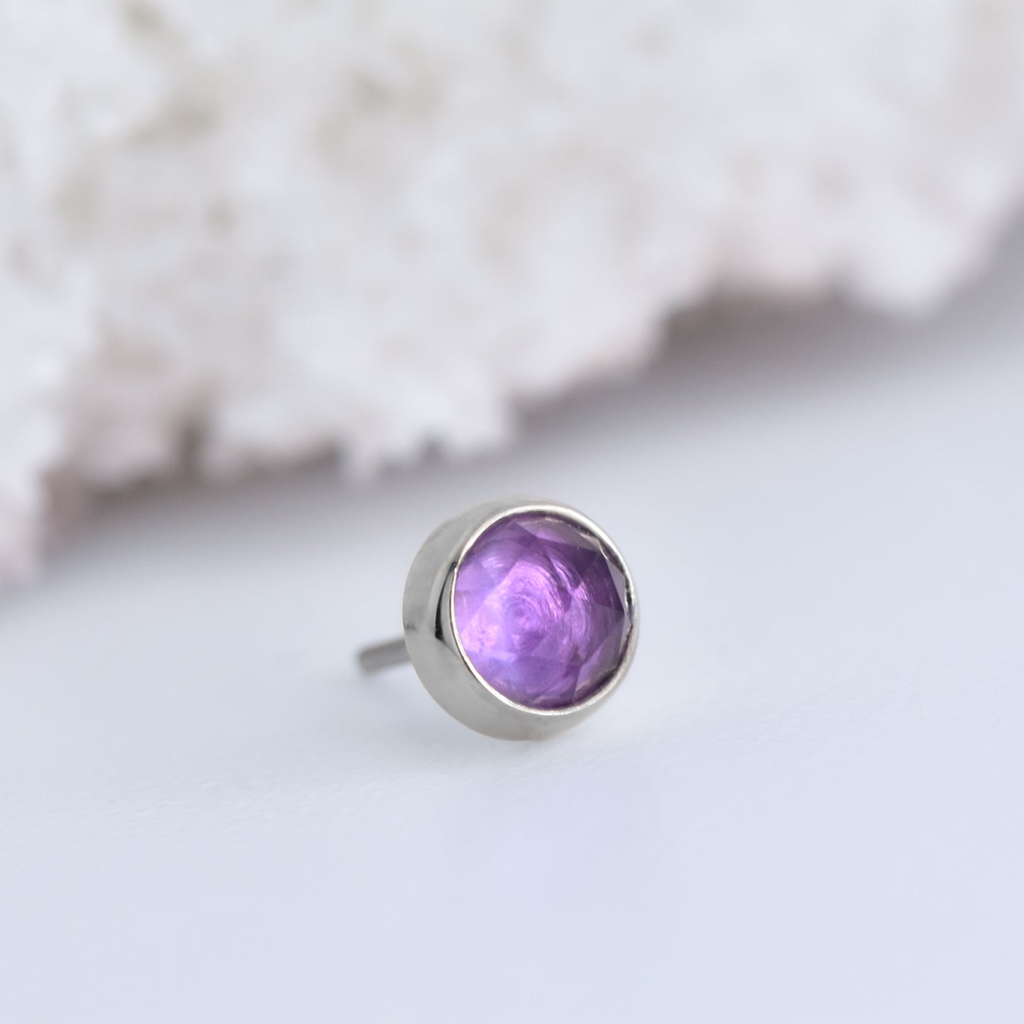 3mm Bezel - Rose Cut Amethyst - Pressure Fit End Only-body jewelry-Alchemy Adornment-