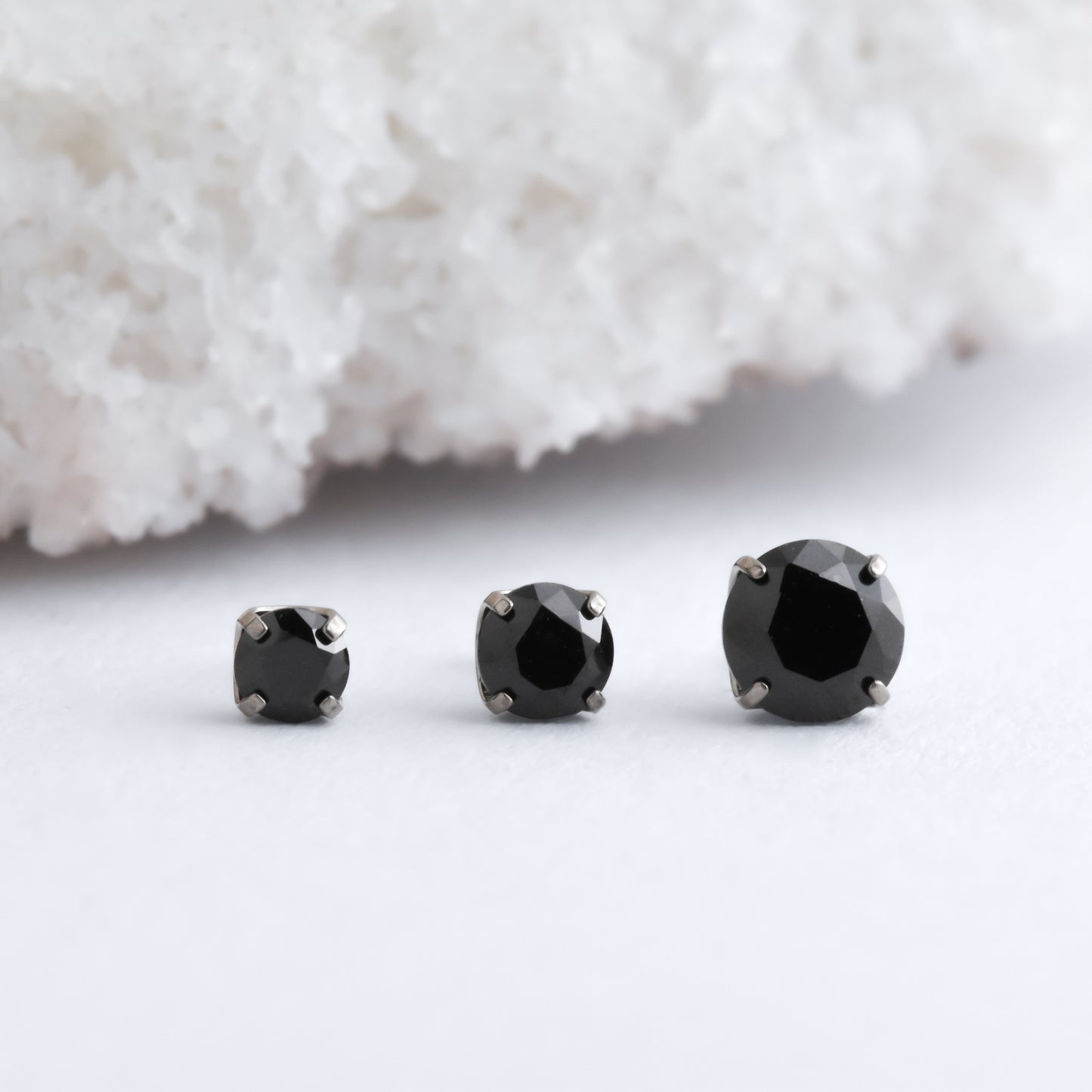 Titanium Prong Set End - Black CZ - Pressure Fit End Only-Neometal-1.5mm-