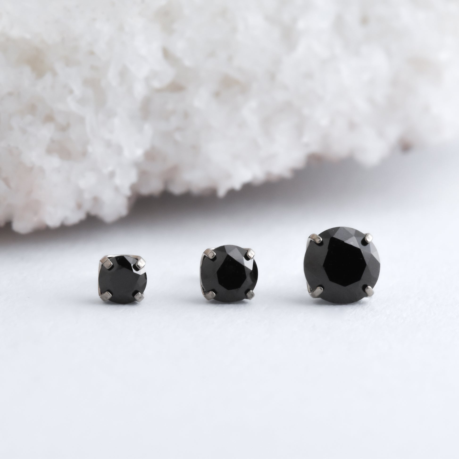 Titanium Prong Set End - Black CZ - Pressure Fit End Only-Neometal-1.5mm-