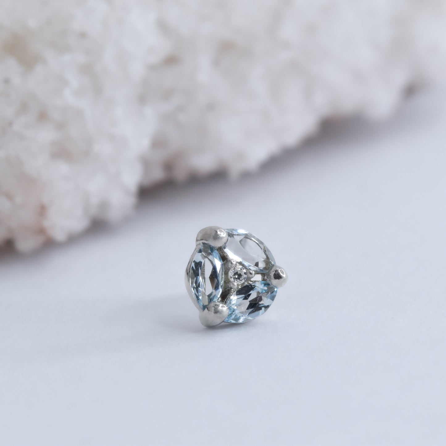 Triple Threat End - Blue Topaz - Pressure Fit End Only-body jewelry-Ember-