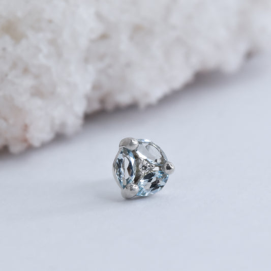 Triple Threat End - Blue Topaz - Pressure Fit End Only-body jewelry-Ember-