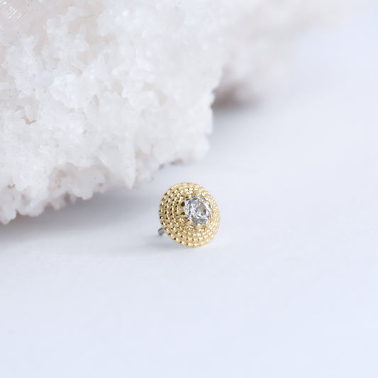 Hera End - CZ - Pressure Fit End Only-Gold - Anatometal - Ends - Gemmed Ends - Threaded - Yellow Gold-Anatometal-