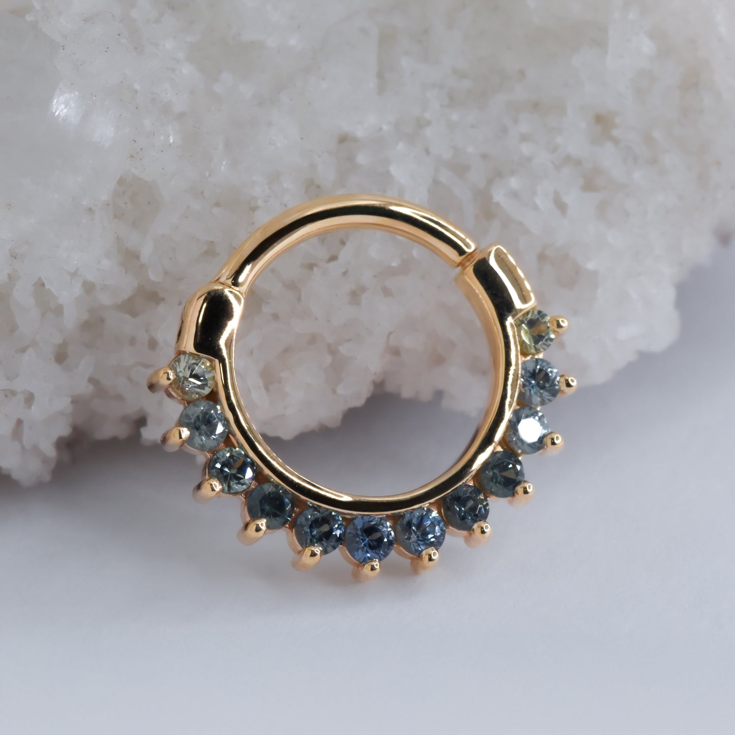 Dahlia Snap Ring - Teal Grey Sapphire-body jewelry-alchemy adornment-
