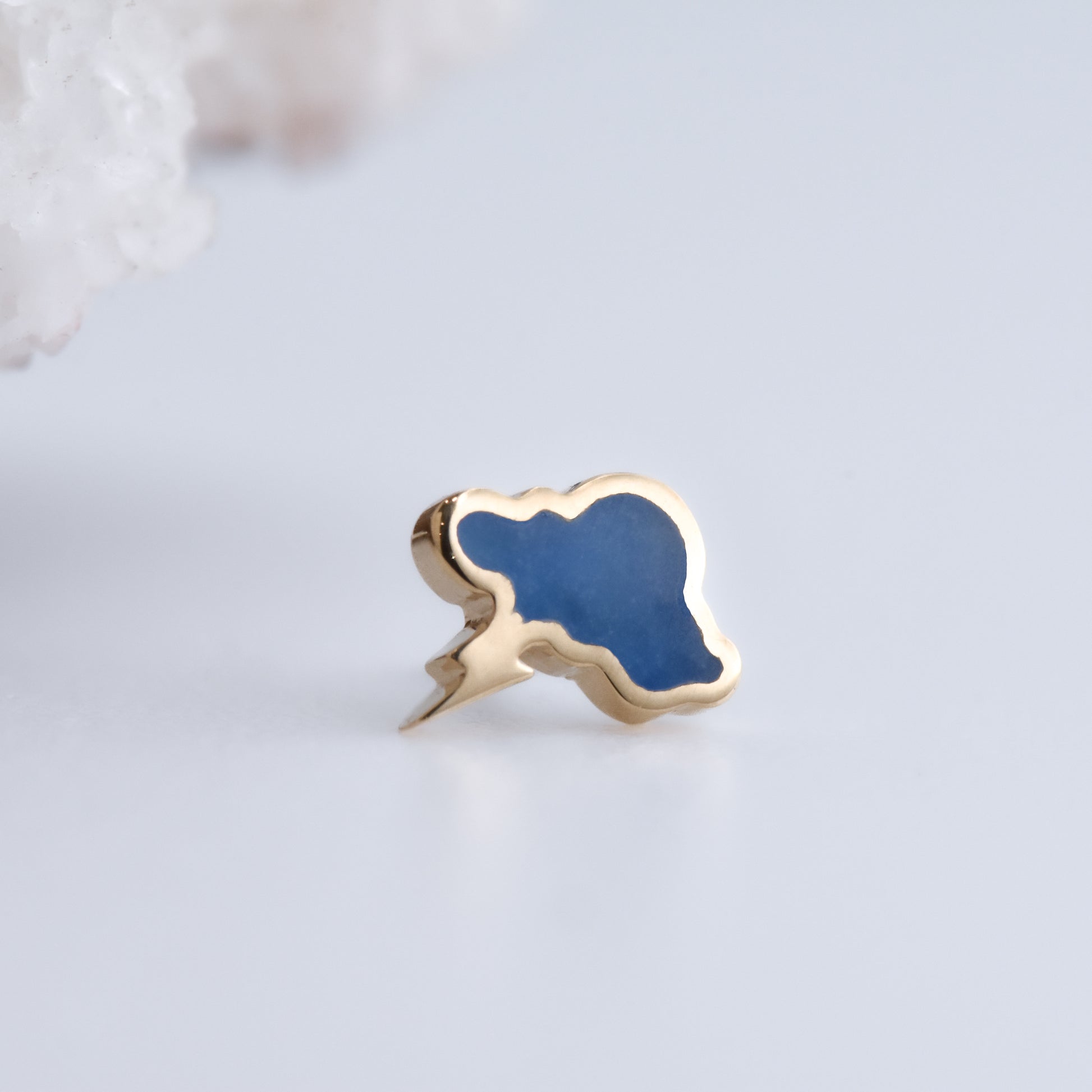 Stormy End - Blue Enamel - Pressure Fit End Only-Gold - Mae Body Jewelry - Plain Ends - Rose Gold-Mae Body Jewellery-