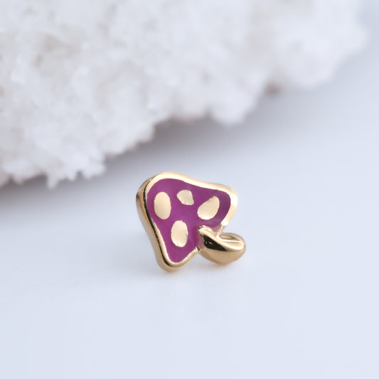Enamel Mushroom End - Pressure Fit End Only-Gold - Mae Body Jewelry - Plain Ends - Rose Gold-Mae Body Jewellery-Yellow Gold-