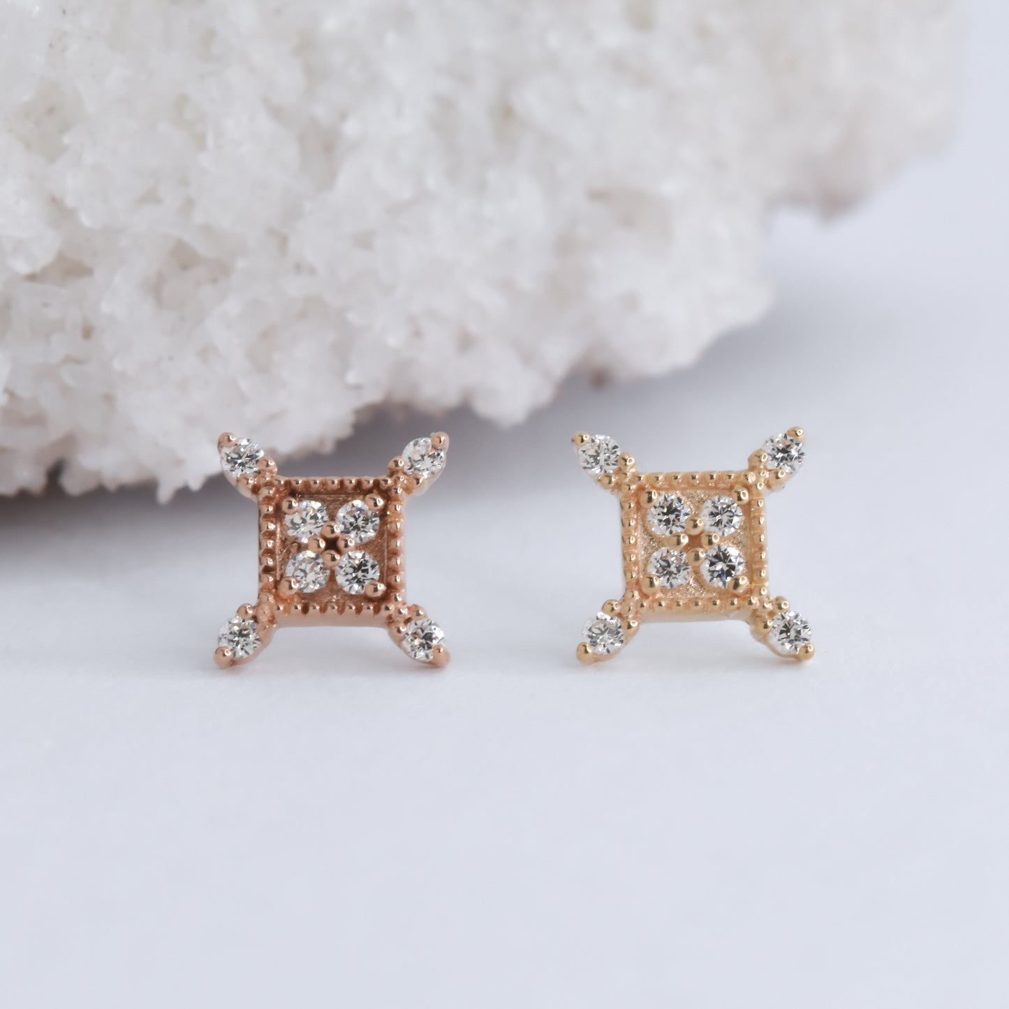 Exile End - CZ - Pressure Fit End Only-body jewelry-Ember-Yellow Gold-