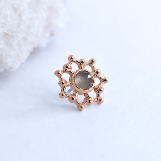 Krystal End - Rose Cut Grey Moonstone - Pressure Fit End Only-body jewelry-Alchemy Adornment-