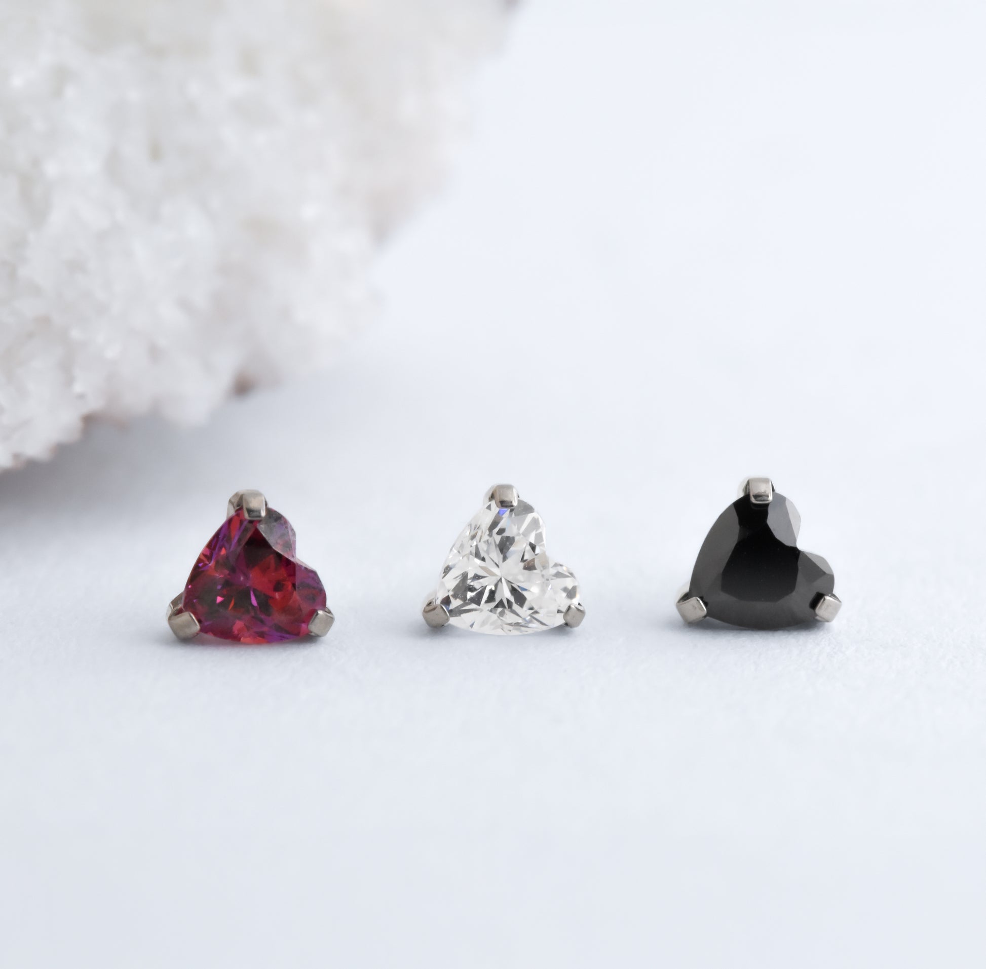 Titanium Heart End - CZ - Pressure Fit End Only-Neometal-Red CZ-