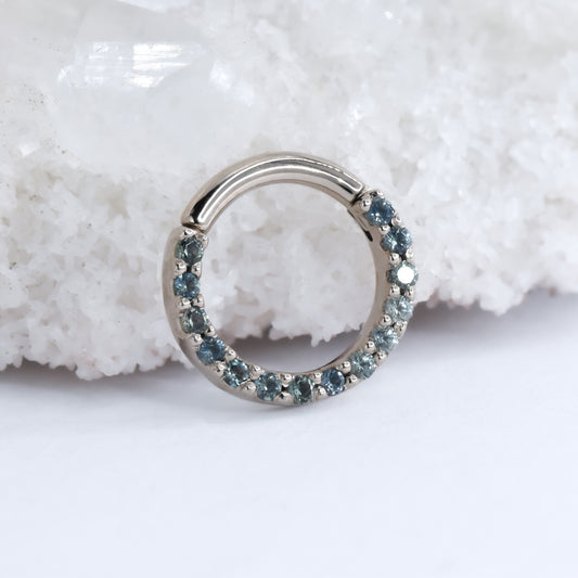 Hinged Gem Ring - Teal Grey Sapphire-body jewelry-alchemy adornment-