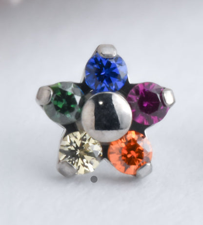 Titanium Flower End - Pride Flags - Pressure Fit End Only-body jewelry-Neometal-Rainbow-