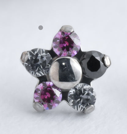 Titanium Flower End - Pride Flags - Pressure Fit End Only-body jewelry-Neometal-Asexual-