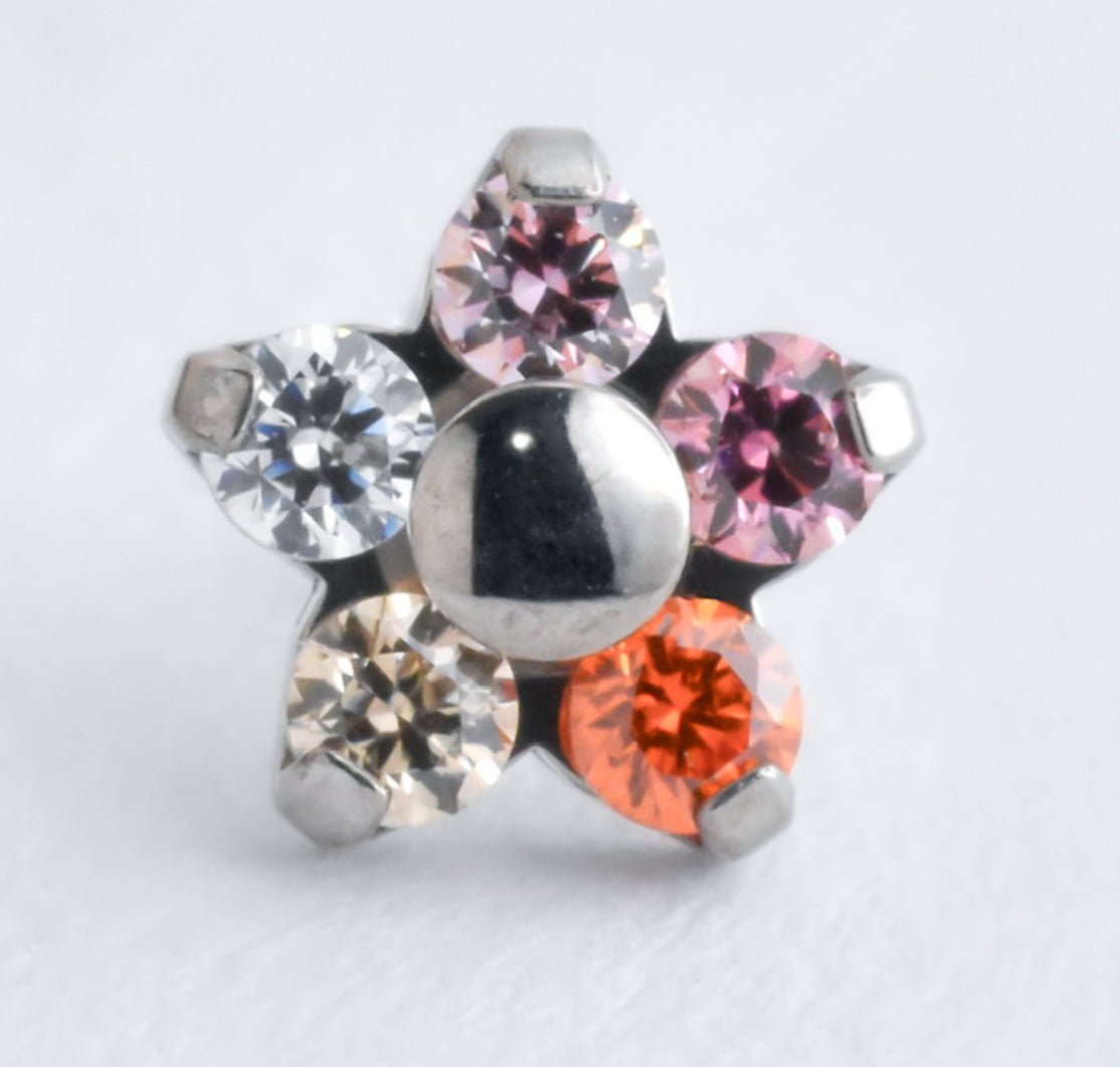 Titanium Flower End - Pride Flags - Pressure Fit End Only-body jewelry-Neometal-Lesbian-