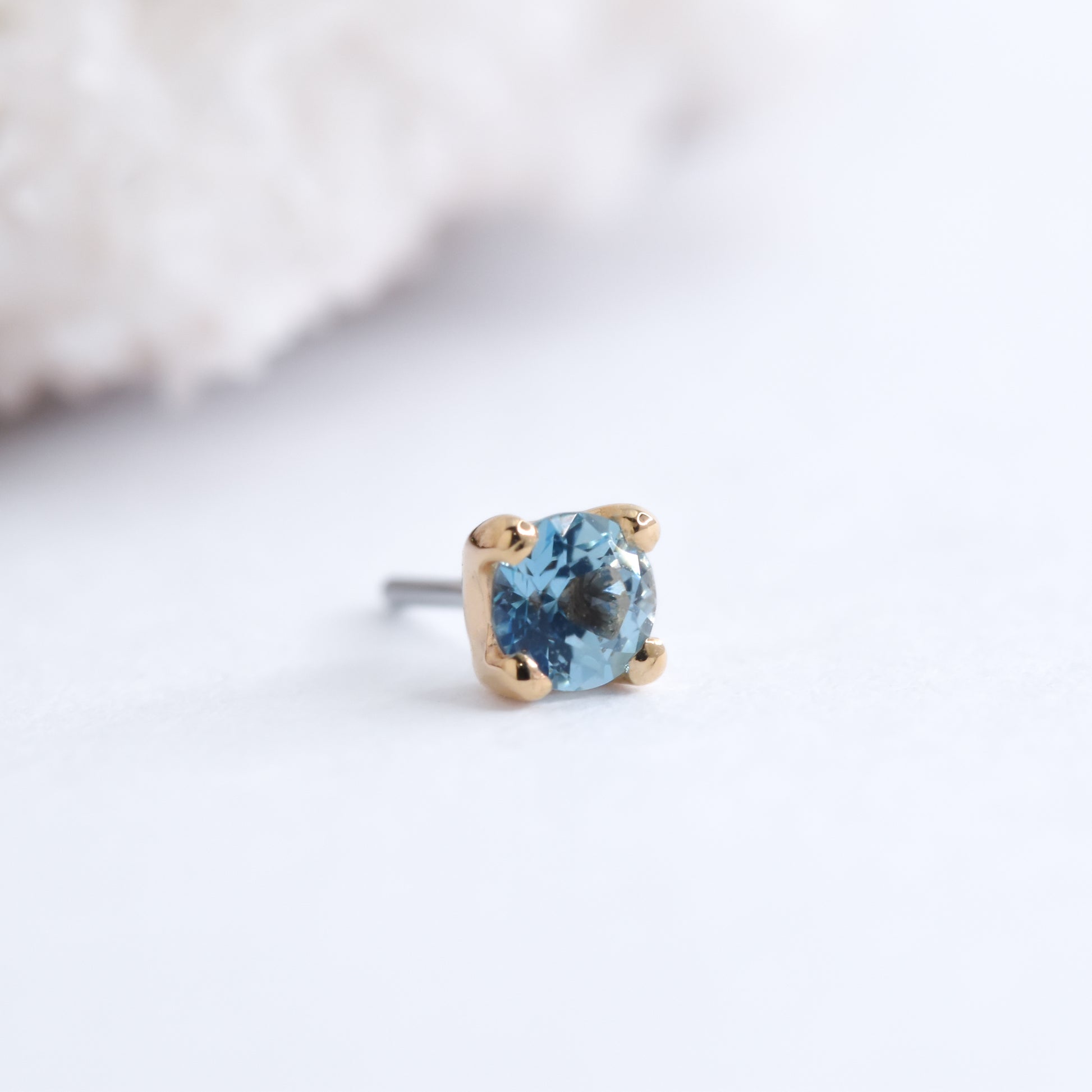 2.5mm Prong End - Ice Blue Topaz - Pressure Fit End Only-body jewelry-Alchemy Adornment-