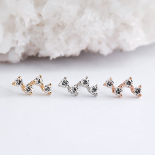 Intention End - CZ - Pressure Fit End Only-body jewelry-Ember-Yellow Gold-