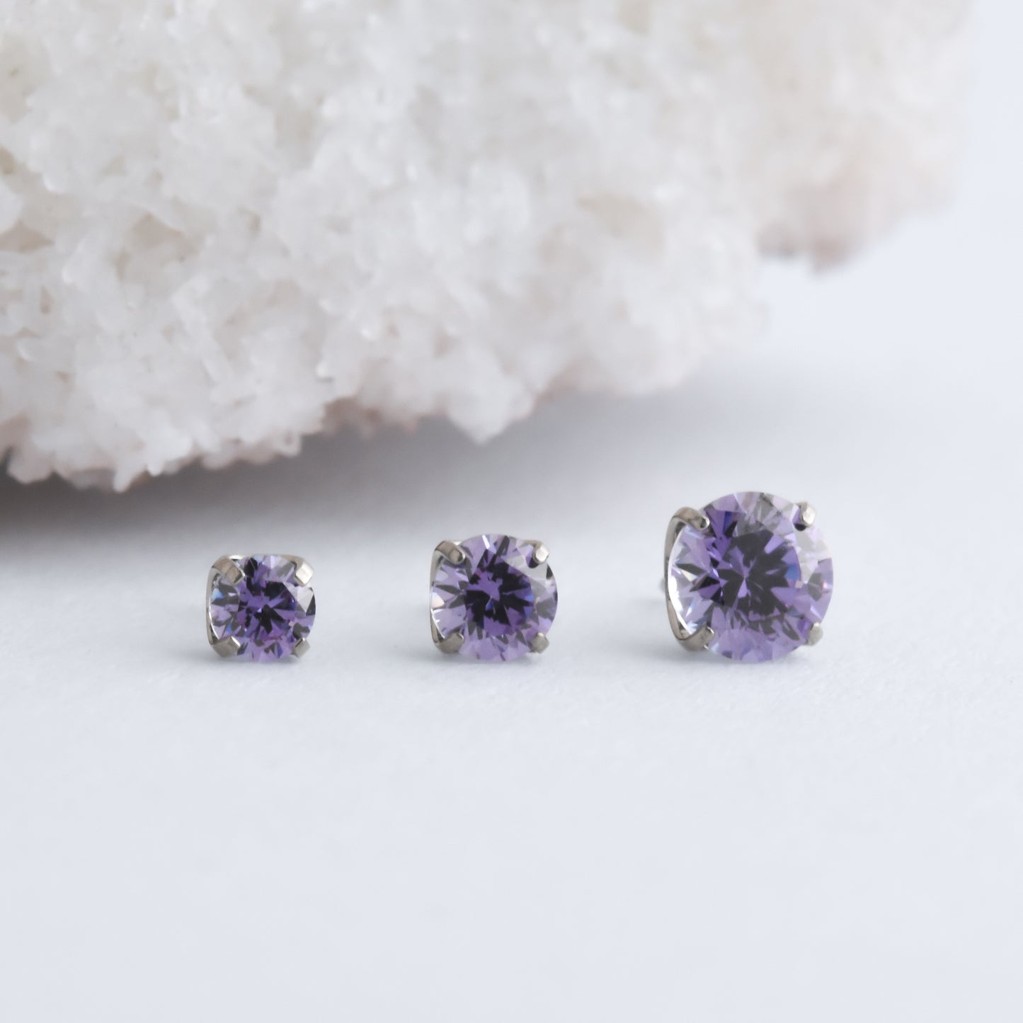 Titanium Prong Set End - Lavender CZ - Pressure Fit End Only-Neometal-2mm-