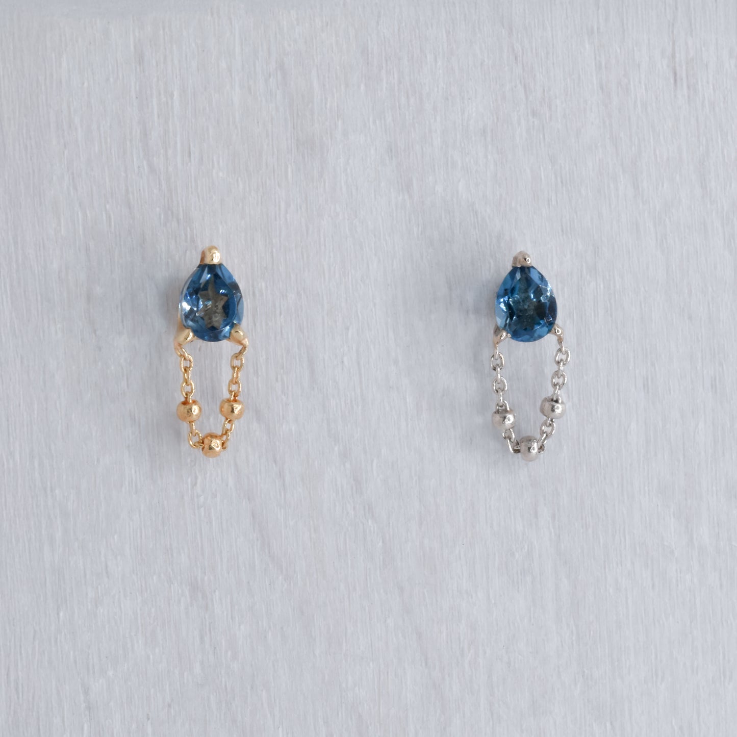 1000% End - London Blue Topaz - Pressure Fit End Only-body jewelry-Pupil Hall-Yellow Gold-