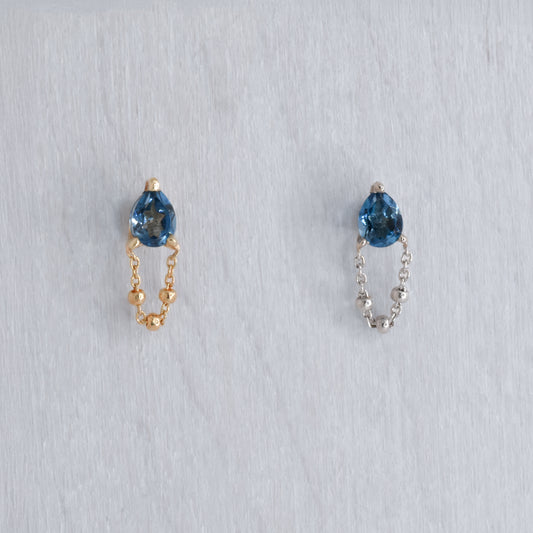 1000% End - London Blue Topaz - Pressure Fit End Only-body jewelry-Pupil Hall-Yellow Gold-