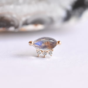 Leia End - Genuine Moonstone/Diamonds - Pressure Fit End Only