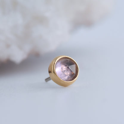 3mm Bezel - Rose Cut Lilac Amethyst - Pressure Fit End Only-body jewelry-Alchemy Adornment-Yellow Gold-