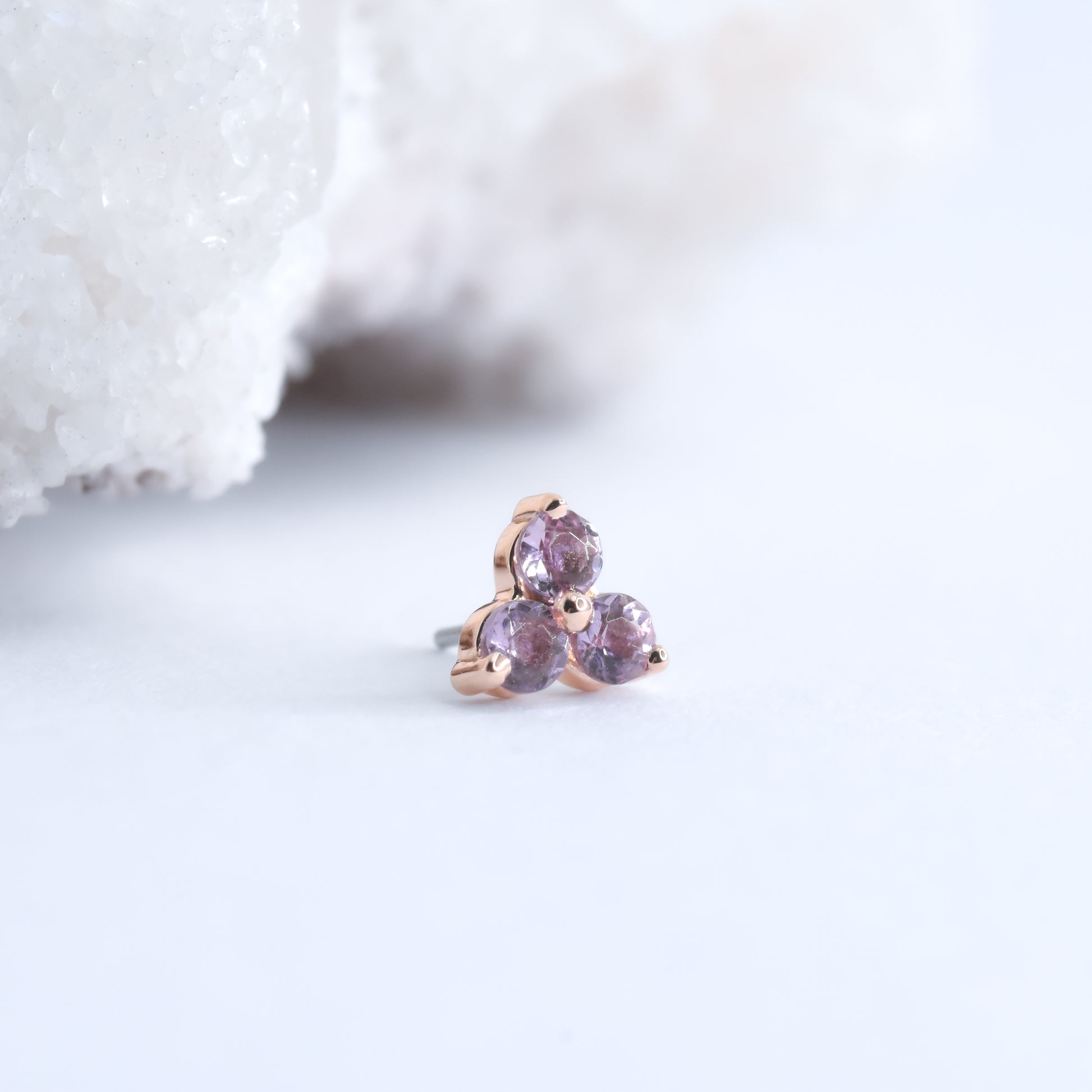 Trinity End - Lilac Amethyst - Pressure Fit End Only-body jewelry-alchemy adornment-Rose Gold-