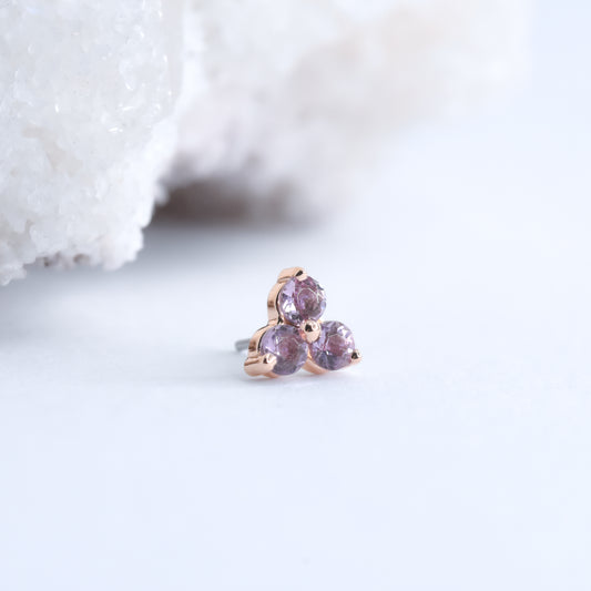 Trinity End - Lilac Amethyst - Pressure Fit End Only-body jewelry-alchemy adornment-Rose Gold-