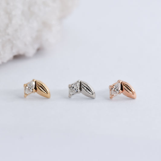 Little Bud End - CZ - Pressure Fit End Only-body jewelry-Maya Jewelry-Yellow Gold-
