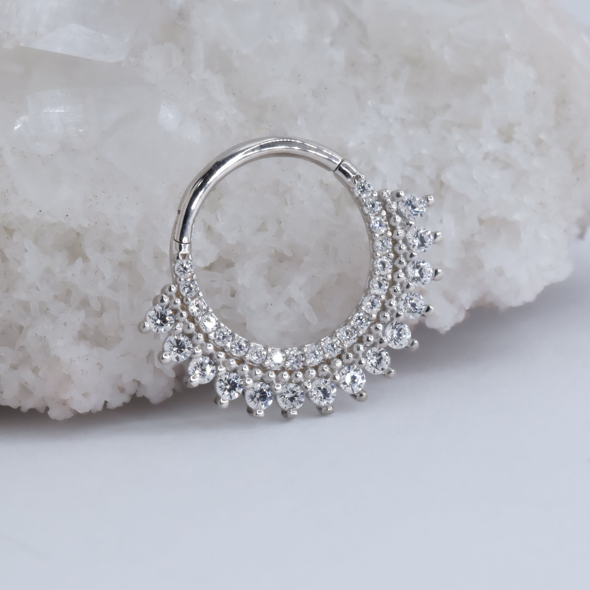 Lucid Clicker - CZ-body jewelry-Ember-White gold-