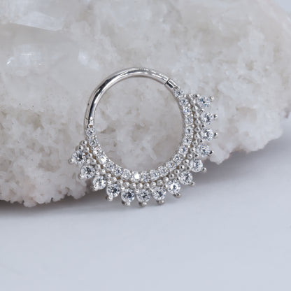 Lucid Clicker - CZ-body jewelry-Ember-White gold-