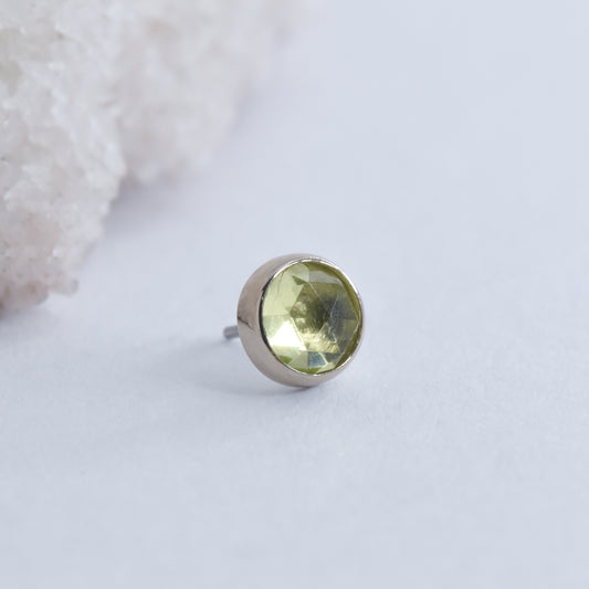 Bezel End - Rose Cut Peridot - Pressure Fit End Only-body jewelry-Alchemy Adornment-