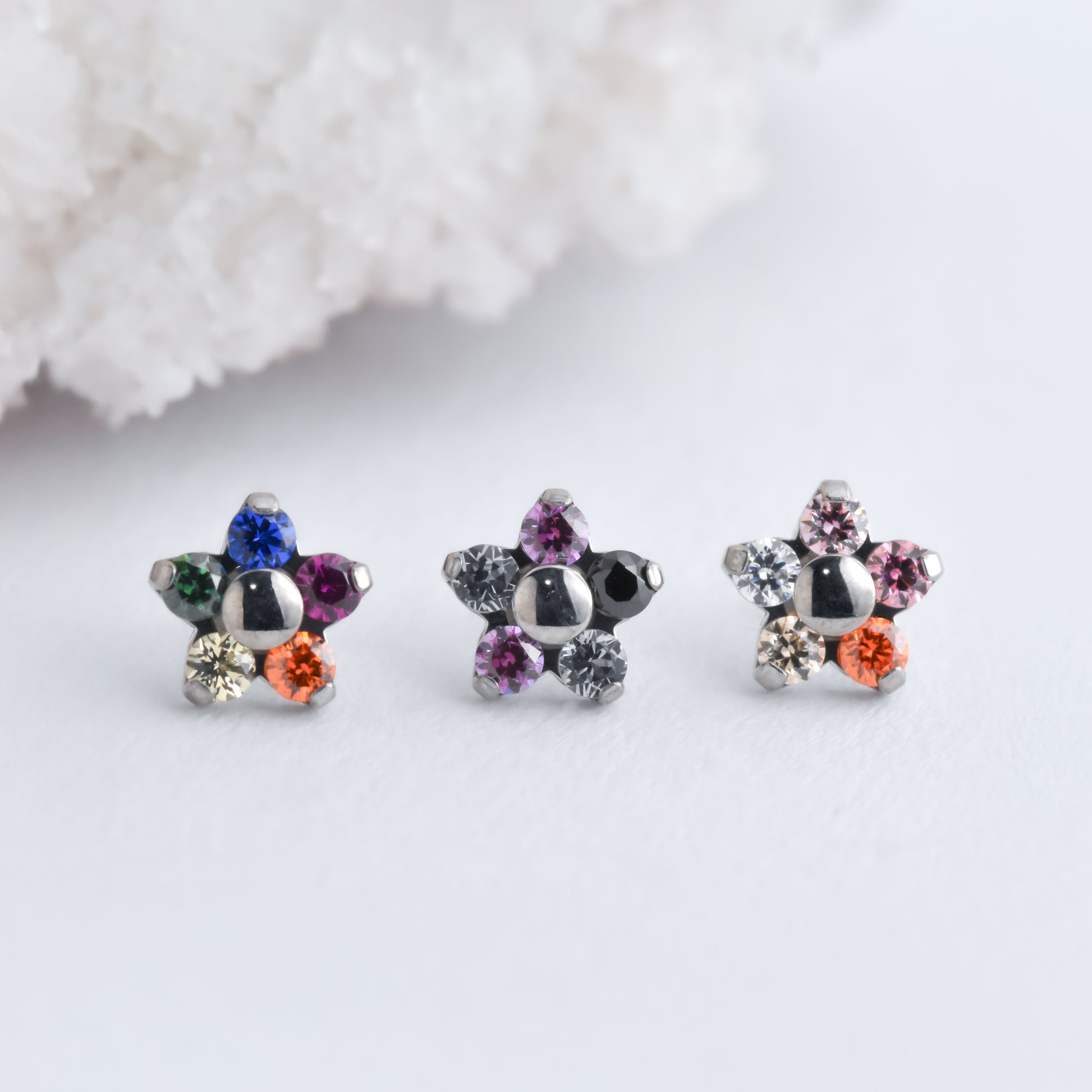 Titanium Flower End - Pride Flags - Pressure Fit End Only-body jewelry-Neometal-Rainbow-