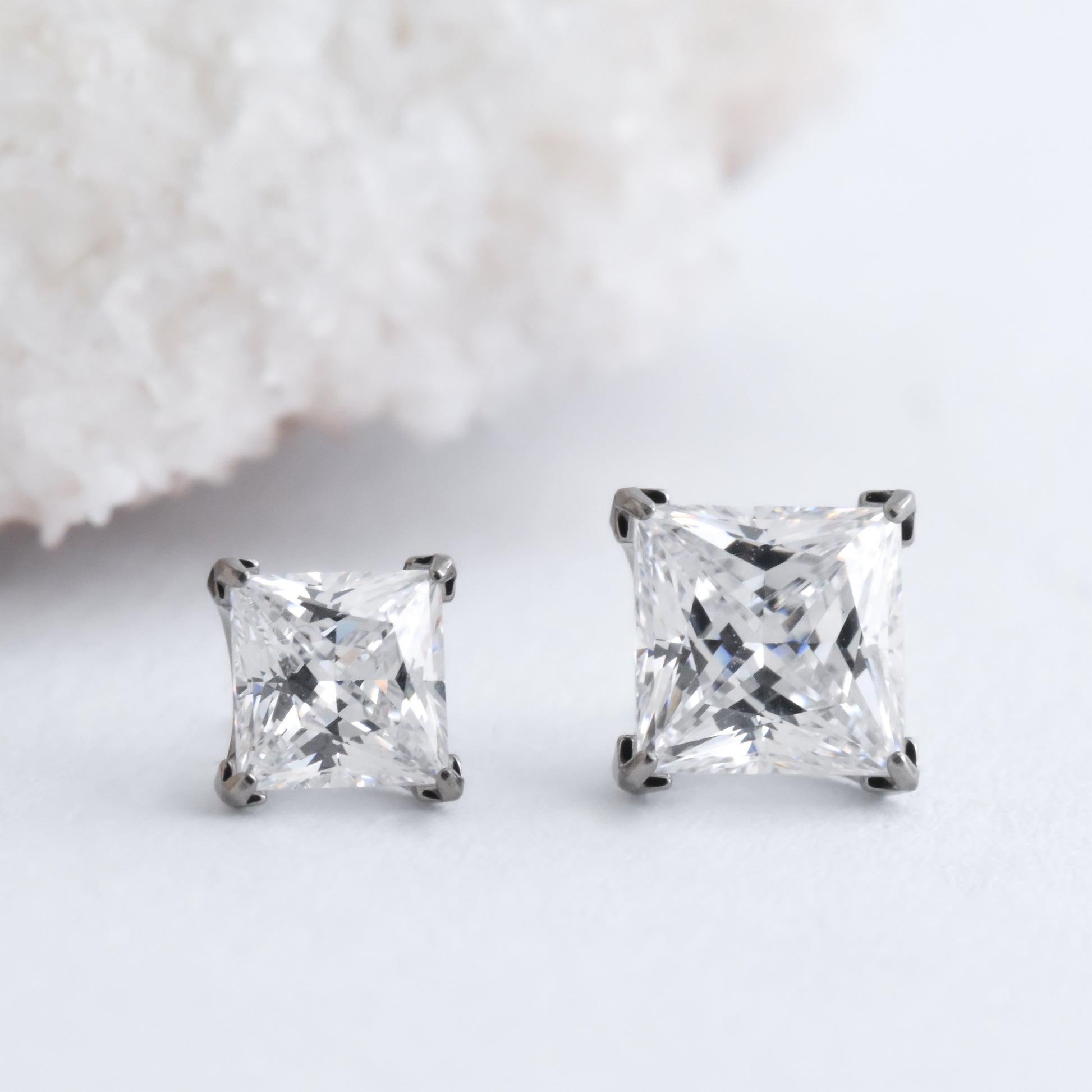 Titanium Princess Cut End - CZ - Pressure Fit End Only-Neometal-4mm-